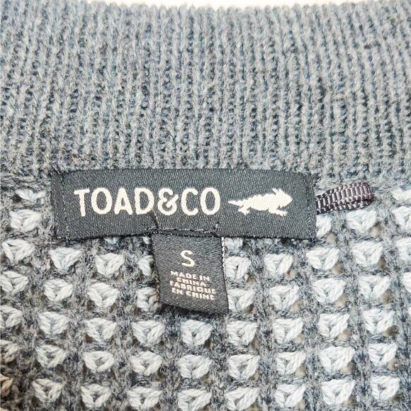 Toad & Co Recycled Denim Waffle Knit Cardigan Sweater Gray Small Long Line - Picture 7 of 13